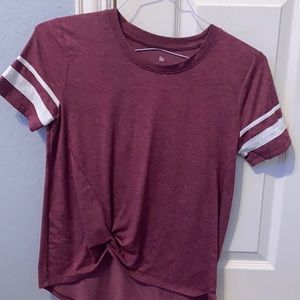SO maroon and white long tee short sleeved